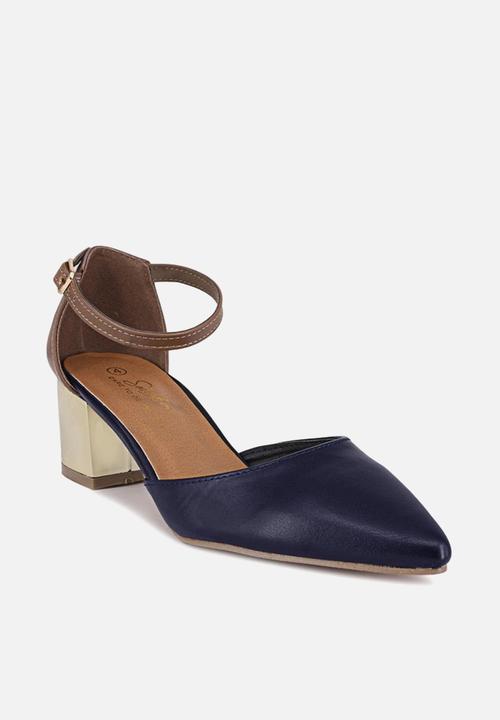 Seduction - Pointed ankle strap heel - navy 