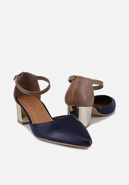 Seduction - Pointed ankle strap heel - navy 