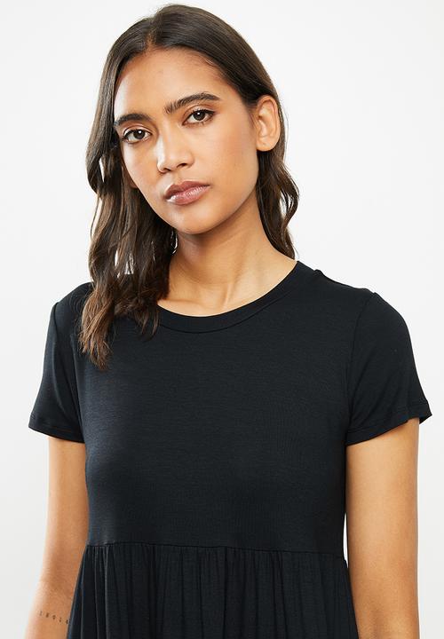 Blake - Tiered T-shirt dress - black