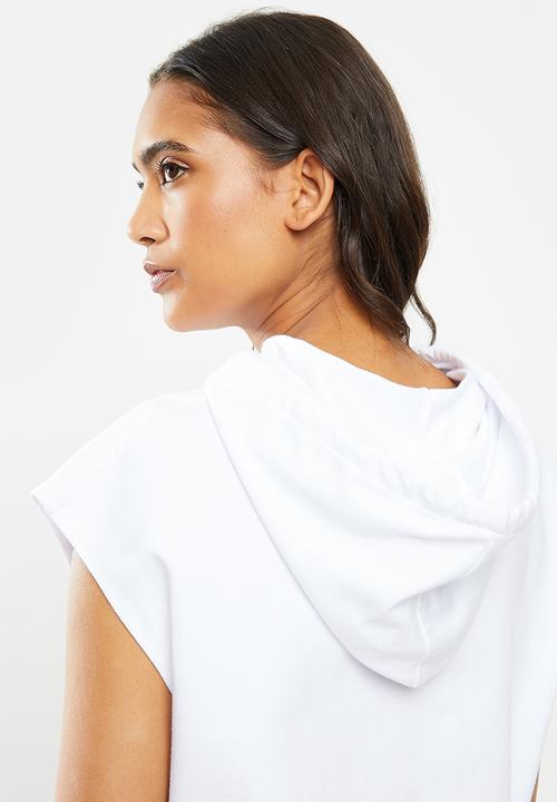 Blake - Sleeveless cropped hoodie-white and black print