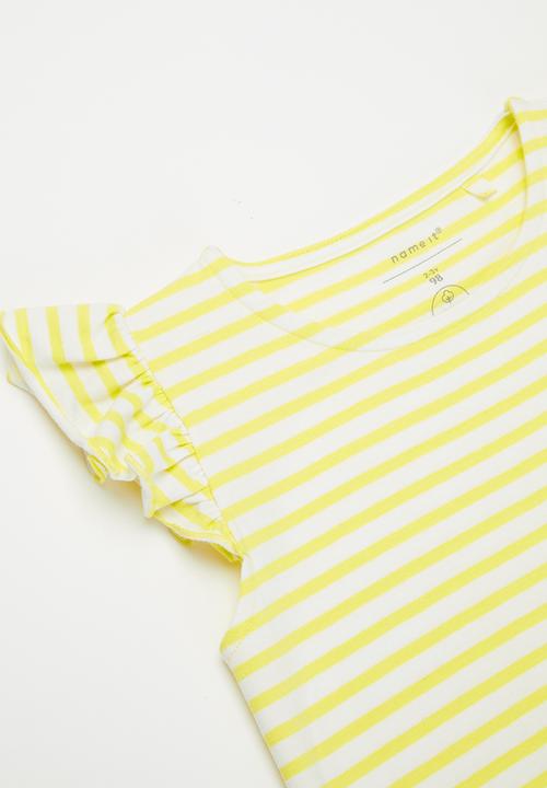Name It - Jill short sleeve dress - yellow & white