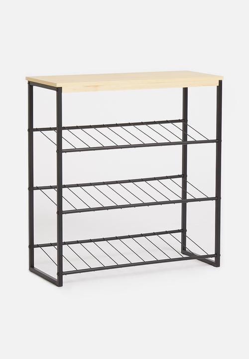 Sixth Floor - Three tier shoe rack - black & natural
