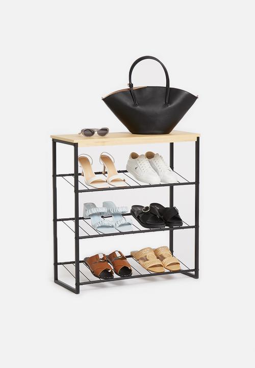 Sixth Floor - Three tier shoe rack - black & natural