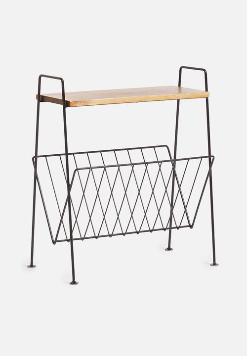 Sixth Floor - Magazine rack side table - black & natural