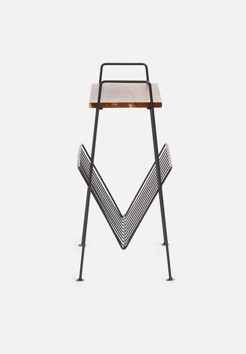 Sixth Floor - Magazine rack side table - black & natural
