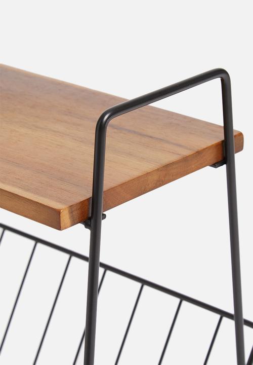 Sixth Floor - Magazine rack side table - black & natural