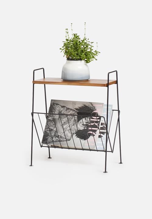 Sixth Floor - Magazine rack side table - black & natural