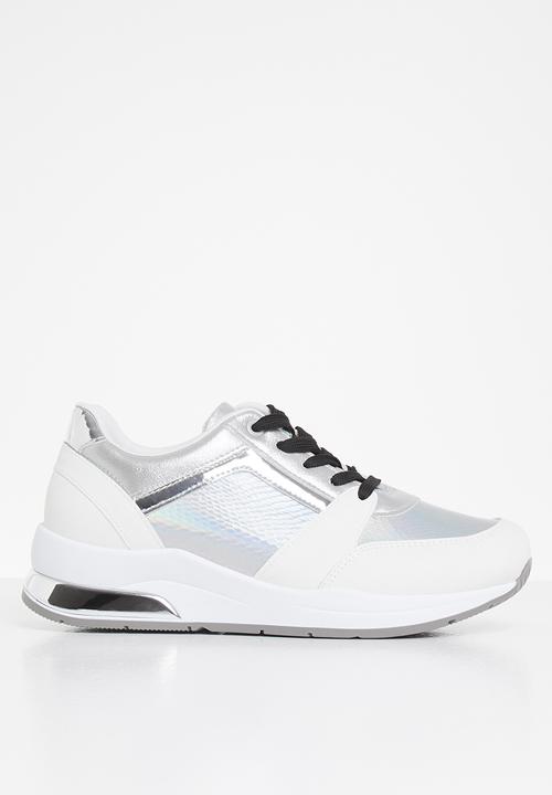 Tom Tom - Metallic panel sneaker - white & silver 