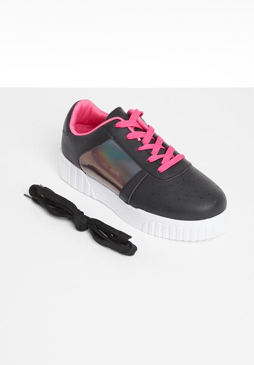 Tom Tom - Pin punch metallic sneaker - black
