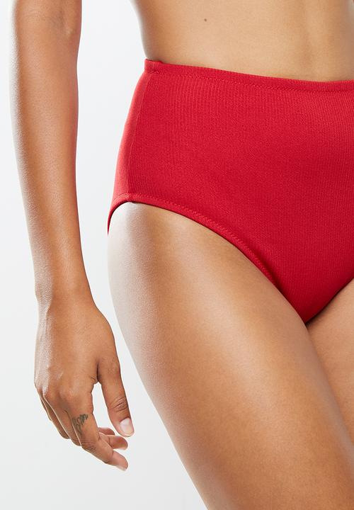 STYLE REPUBLIC - Boob tube top & high waisted bottom bikini set - red