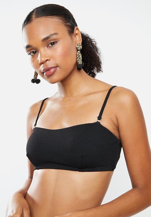 STYLE REPUBLIC - Boob tube top & high waisted bottom bikini set - black