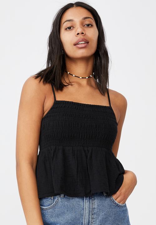 Cotton On - Babydoll shirred cami - black