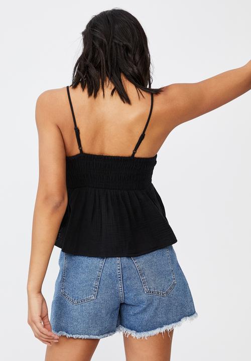 Cotton On - Babydoll shirred cami - black