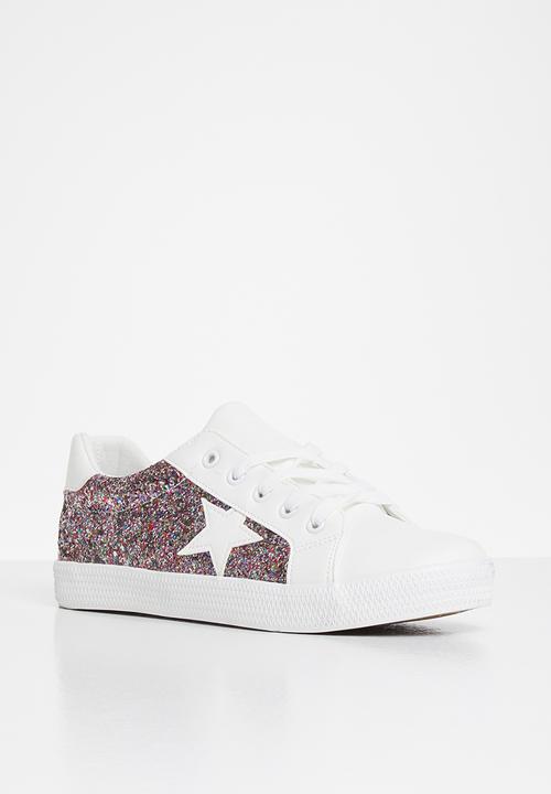 Tom Tom - Star glitter sneaker - white