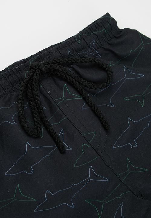 Pop Candy - Boys printed board shorts - black