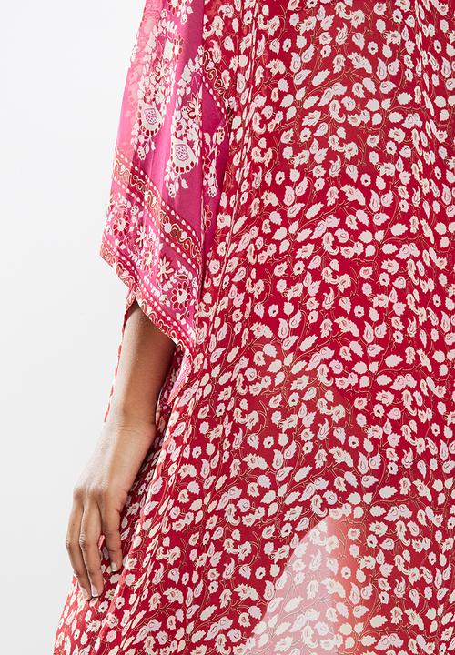 STYLE REPUBLIC - Boarder print maxi cover up - red