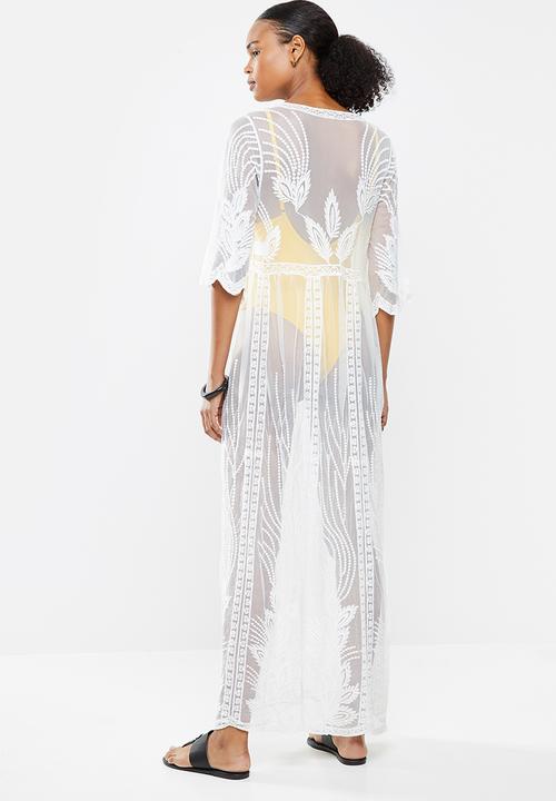 STYLE REPUBLIC - Lace tie front cover up - white