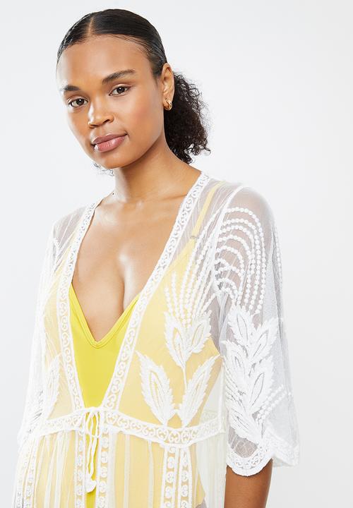 STYLE REPUBLIC - Lace tie front cover up - white