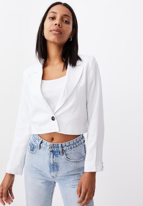 Cotton On - Cropped blazer - white