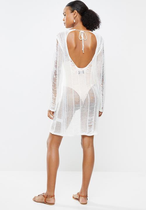 STYLE REPUBLIC - Crotchet open back cover up - white