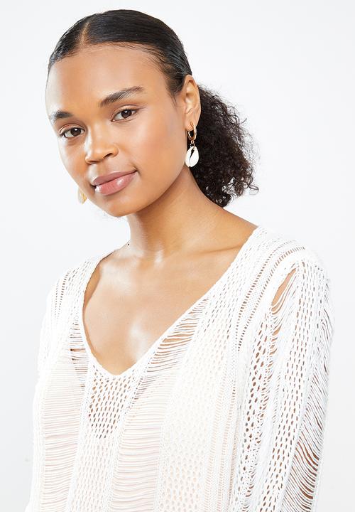 STYLE REPUBLIC - Crotchet open back cover up - white
