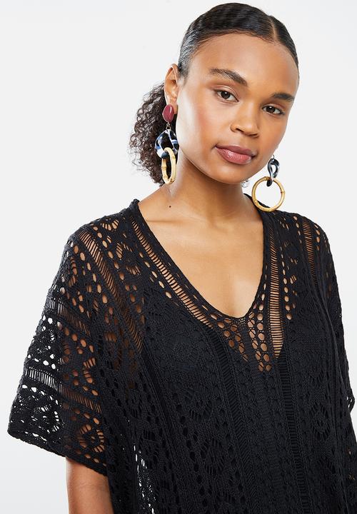 STYLE REPUBLIC - Crotchet short kaftan - black