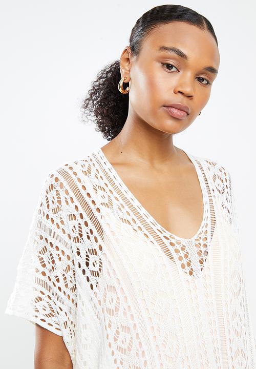 STYLE REPUBLIC - Crotchet short kaftan - white