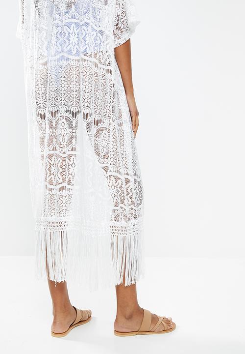 STYLE REPUBLIC - Long sleep maxi cover up - white