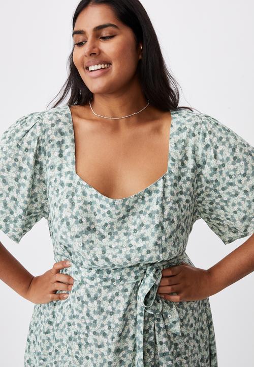 Cotton On - Curve woven laura frill hem maxi dress - quinn ditsy jadette