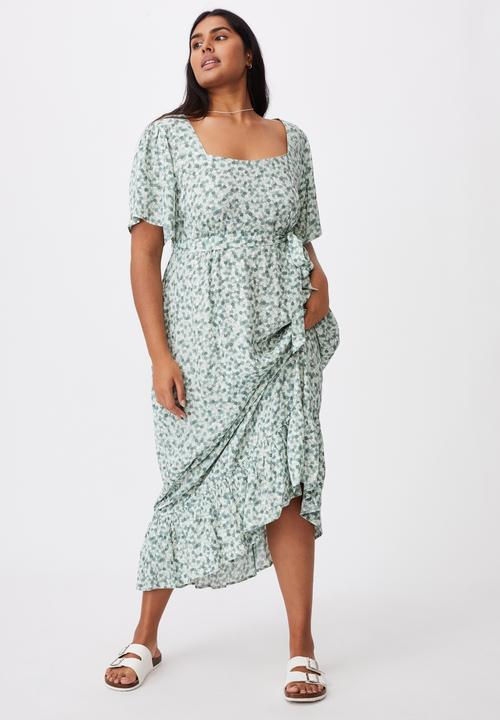 Cotton On - Curve woven laura frill hem maxi dress - quinn ditsy jadette