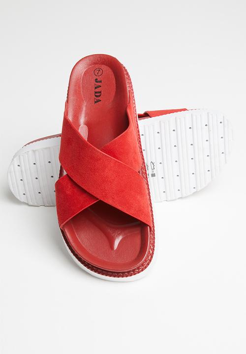 Jada - Cross strap slide - dark red