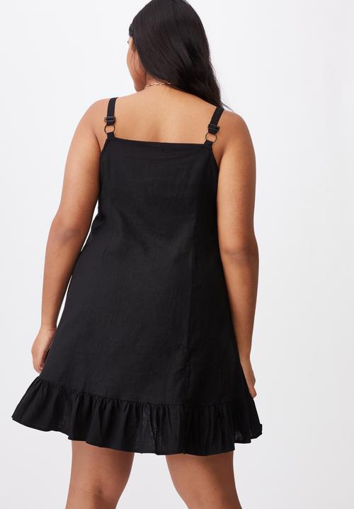 Cotton On - Curve woven tara frill hem mini dress - black