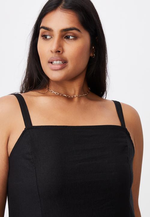 Cotton On - Curve woven tara frill hem mini dress - black