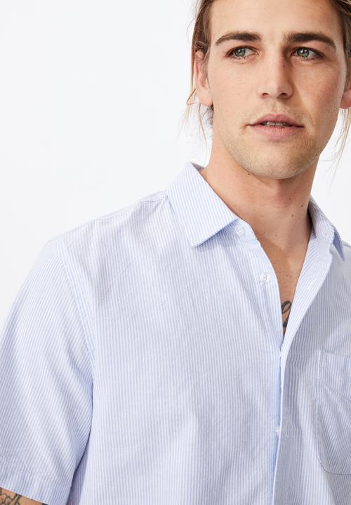 Cotton On - Vintage prep short sleeve shirt - blue & white 