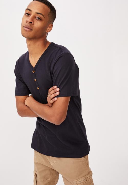 Cotton On - Essential henley T-shirt - navy