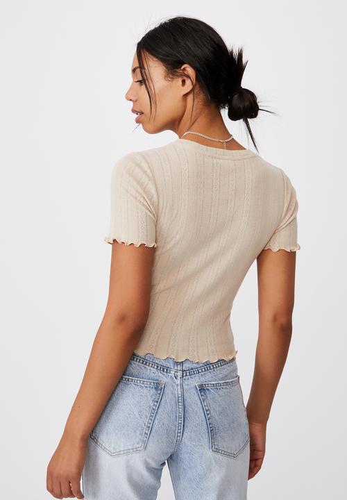 Cotton On - Little sister pointelle tee - latte