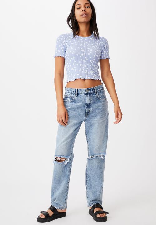 Cotton On - Little sister pointelle tee - stella daisy powder blue