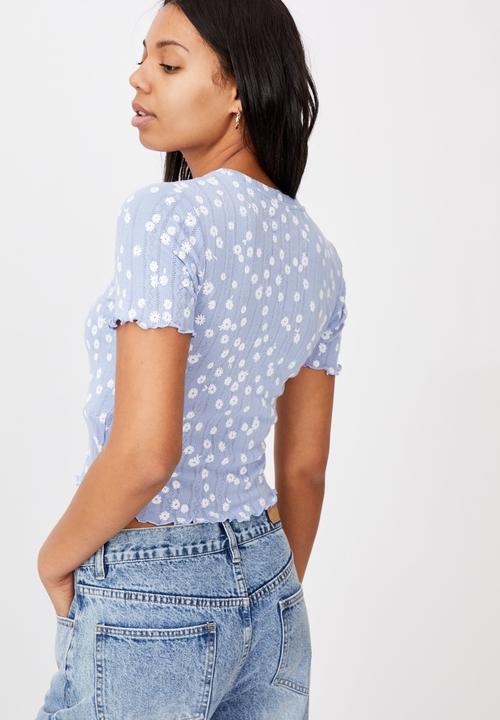 Cotton On - Little sister pointelle tee - stella daisy powder blue