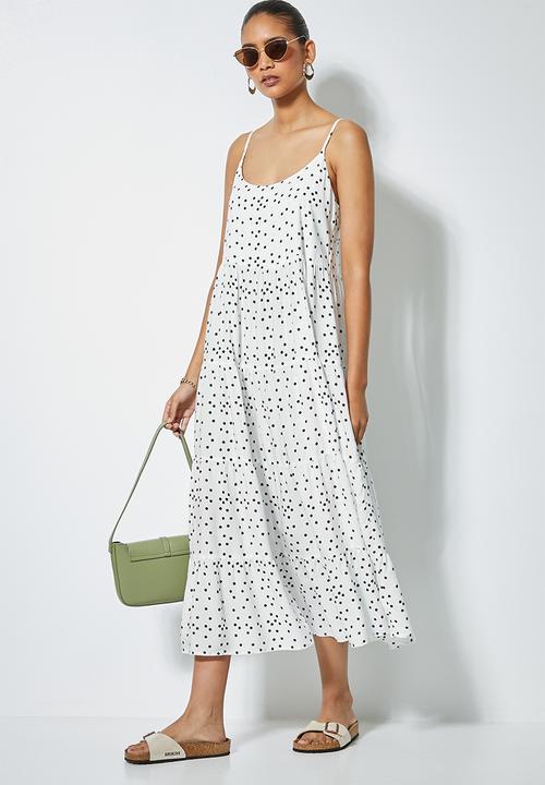 Superbalist - Tiered strappy midi - white & black
