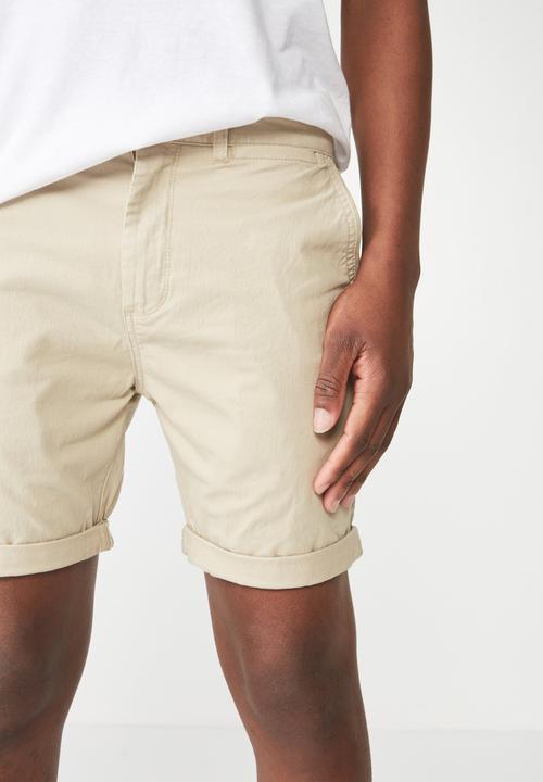 Cotton On - Washed chino short - pigment stone