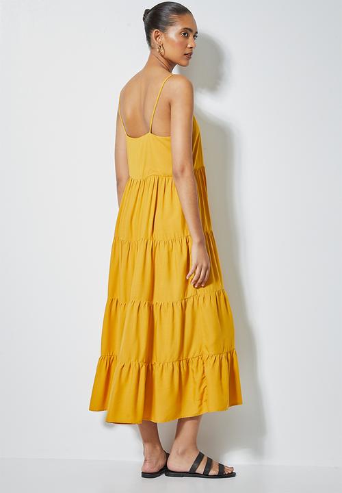 Superbalist - Tiered strappy midi - mustard