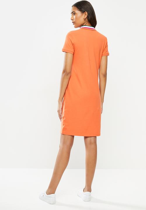 POLO - Mandy short sleeves zip stretch golfer dress - orange