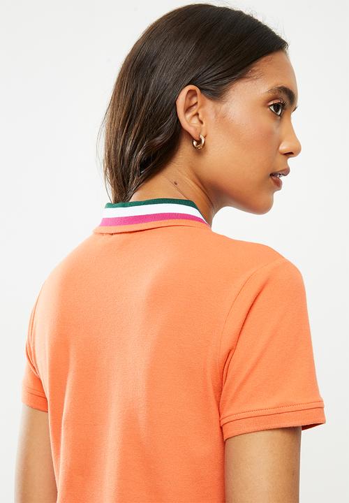 POLO - Mandy short sleeves zip stretch golfer dress - orange