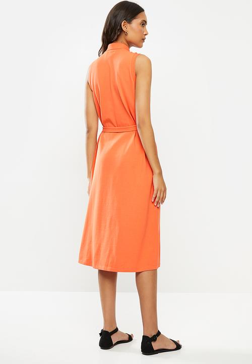 POLO - Bianca sl longer length golfer dress - orange