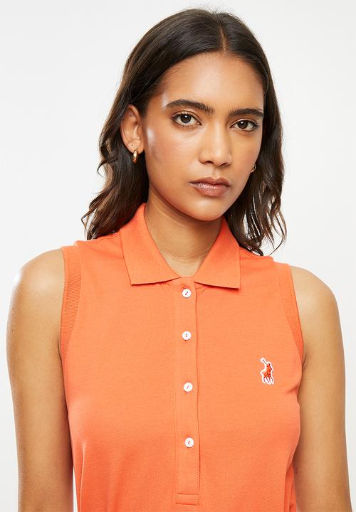 POLO - Bianca sl longer length golfer dress - orange