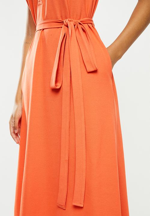 POLO - Bianca sl longer length golfer dress - orange