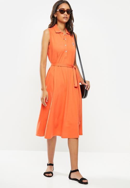 POLO - Bianca sl longer length golfer dress - orange