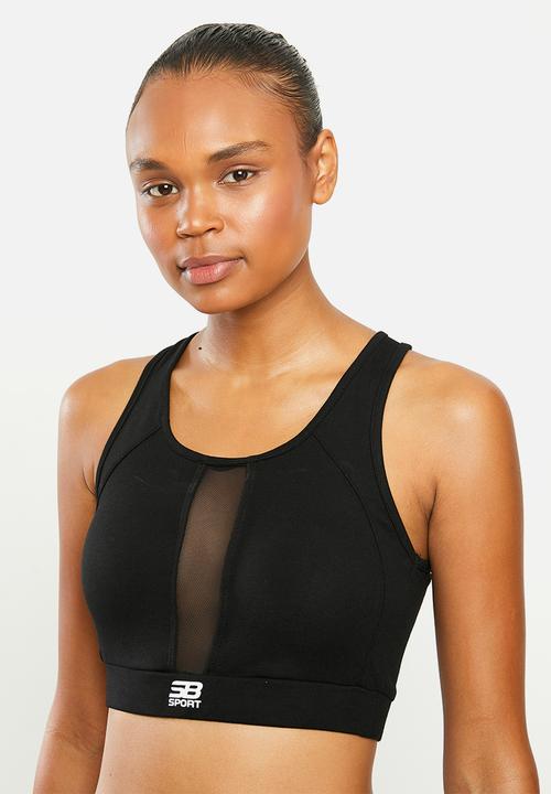 SISSY BOY - Racer back sport bra with mesh inset - black