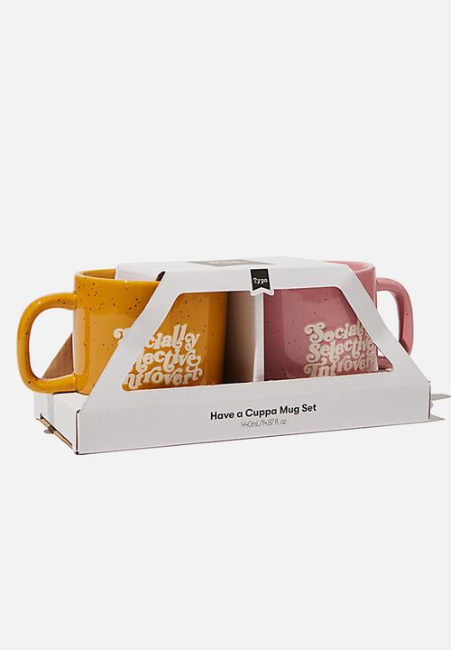 Typo - 2 Pack mug set - pink & orange 