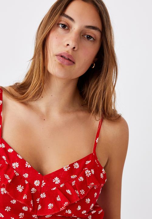 Cotton On - Woven roni ruffle front playsuit - sophia daisy goji berry